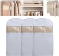 Space-Saving Hanging Garment Bags with Self-Compression Zipper, Dust-Proof Clothes Storage for Down Coats, Set of 3 Closet Organizers