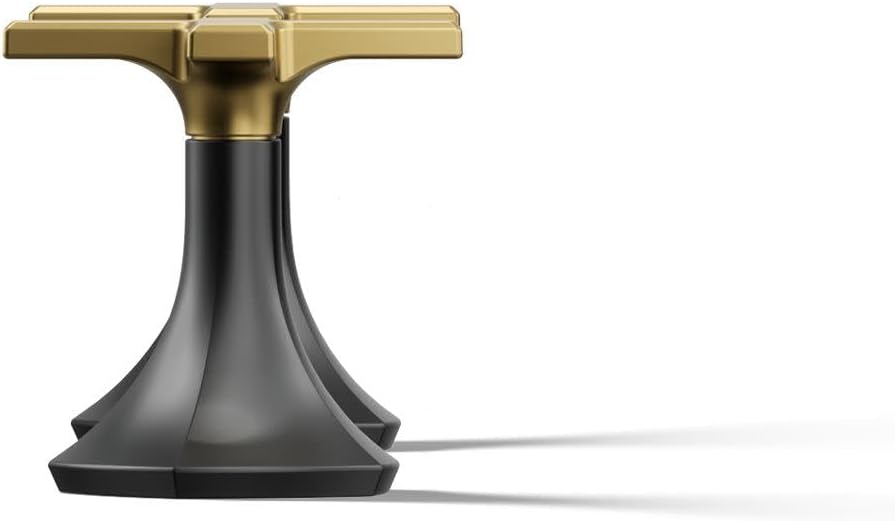 Kohler 27010-3-BMB OCCASION™ Cross bathroom sink faucet handles, Matte Black w/Moderne Brass