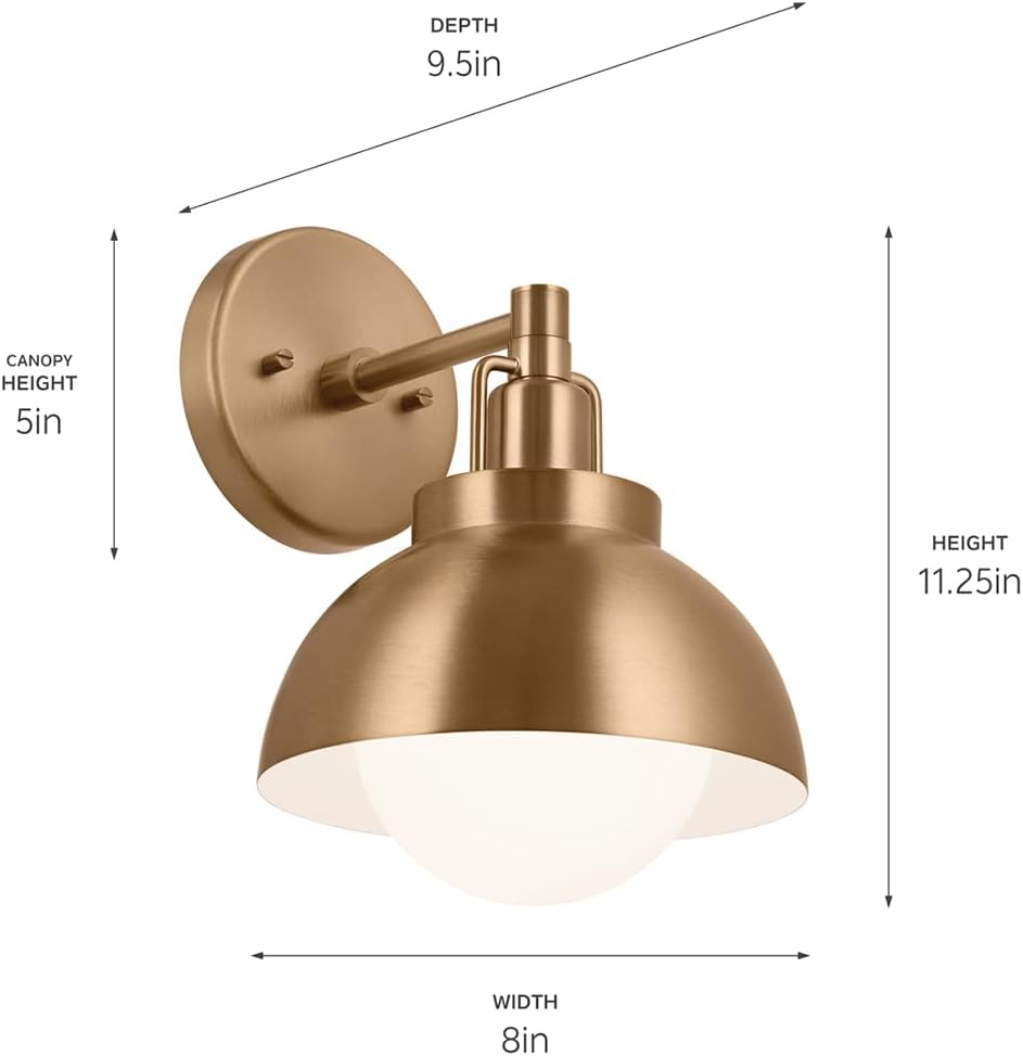 Kichler Niva 52601CPZ Convertible Semi Flush 1-Light 11.25˝ with Satin Etched Cased Opal Glass in Champagne Bronze