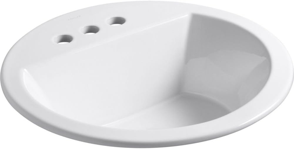 KOHLER K-2714-4-58 Bryant Round Drop-In Bathroom Sink with Centerset Faucet Holes, 4', Thunder Grey