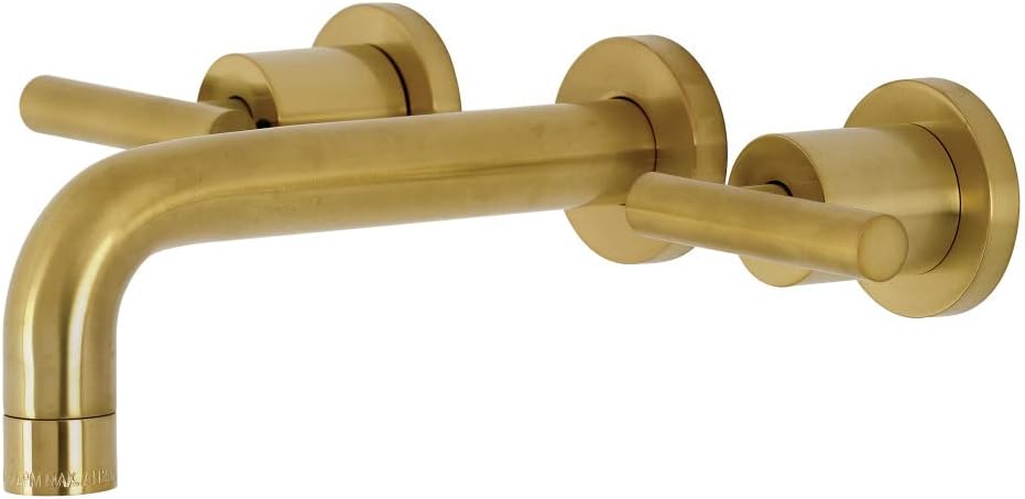 Kingston Brass KS8127CML Manhattan 2-Handle 8 in. Wall Mount Bathroom Faucet, Brushed Brass