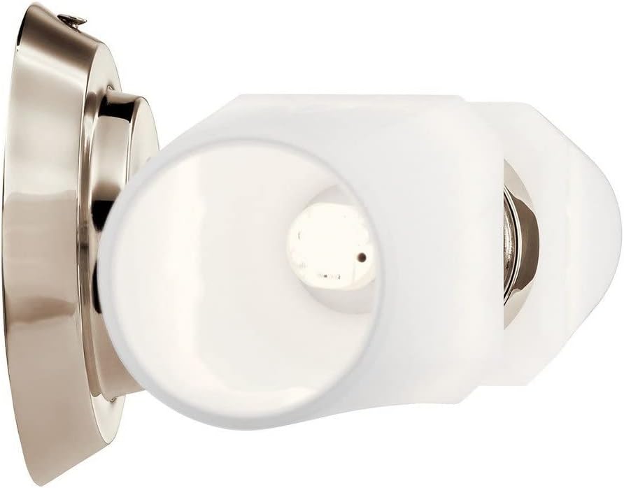 Kichler Truby 2-Light Bathroom Vanity Light Fixture with Satin Etched Cased Opal Glass in Polished Nickel, Modern Wall Mount Light for Mirror (19.75 x 4.5 x 4.5), 45887NI