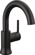 Delta Faucet Trinsic Matte Black Bathroom Faucet, Single Hole Bathroom Faucet, Single Handle Bathroom Faucet, Diamond Seal Technology, Drain Assembly, Matte Black 559HA-BL-DST