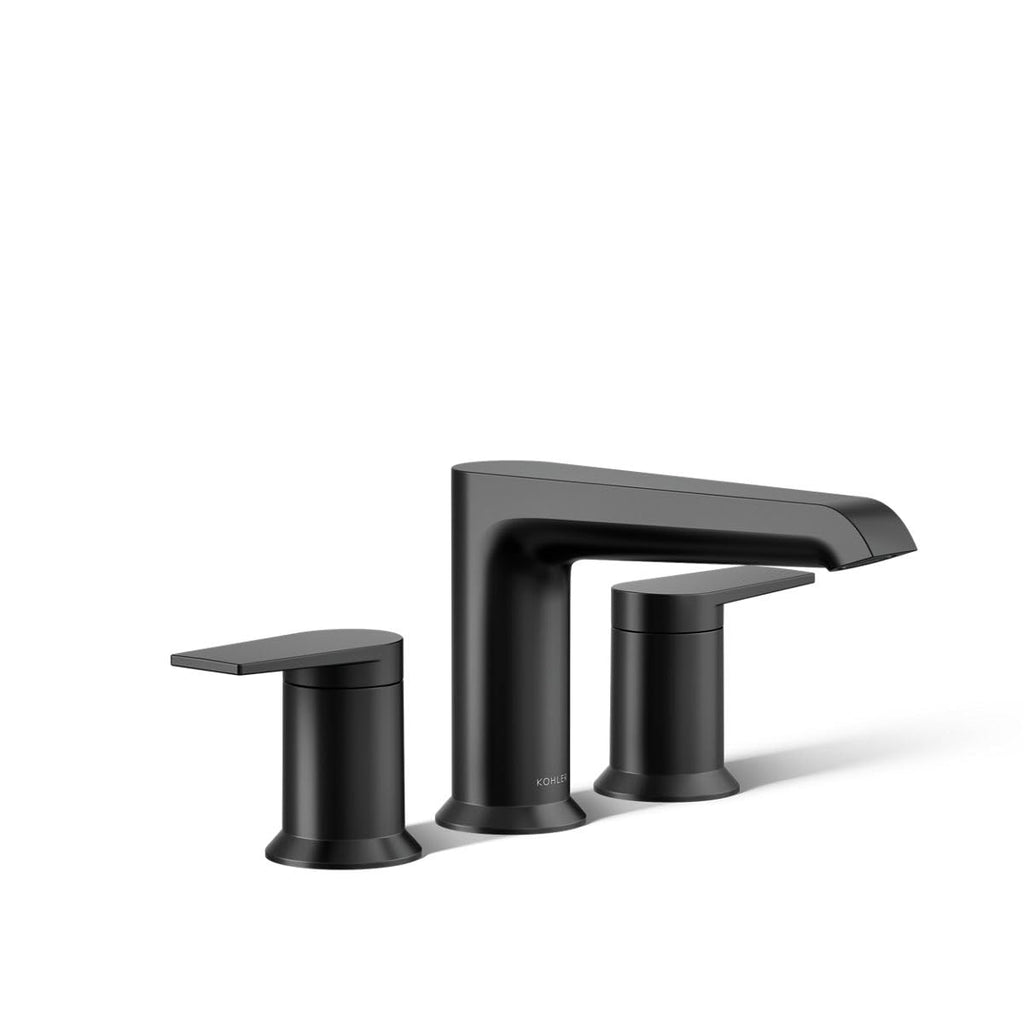 KOHLER K-T25740-4-BL Hint Two-Handle Deck-Mount Bath Faucet Trim, 10.0 GPM, Minimalist Design, Corrosion Resistant, Matte Black