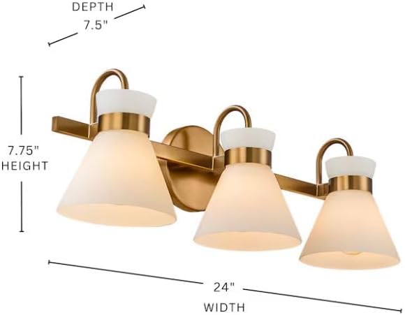 Orign 21 Zadie 24-in 3 Light Champagne Mid-Century Bathroom Vanity Light