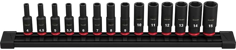 14 PC 49-66-7003 Sockets for Milwaukee 1/4' Drive Metric Deep 6 Point Impact Socket Set - New