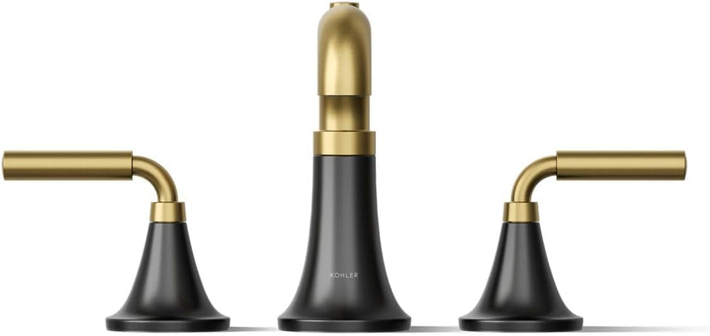 Kohler T26440-4-BMB Tone™ Deck-Mount Bath Faucet Trim with Diverter, Matte Black with Brushed Moderne Brass