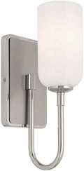 Kichler Solia 13.5' 1 Light Wall Sconce with Opal Glass in Polished Nickel with Stain Nickel