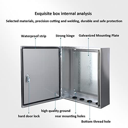 Distribution Box,Weatherproof Stainless Steel Electrical Box - Durable 25X15X30Cm Outdoor Junction Control Enclosure, Wall-Mounted Project Box With Mounting Plate For Sec,A Color-25*15*30cm