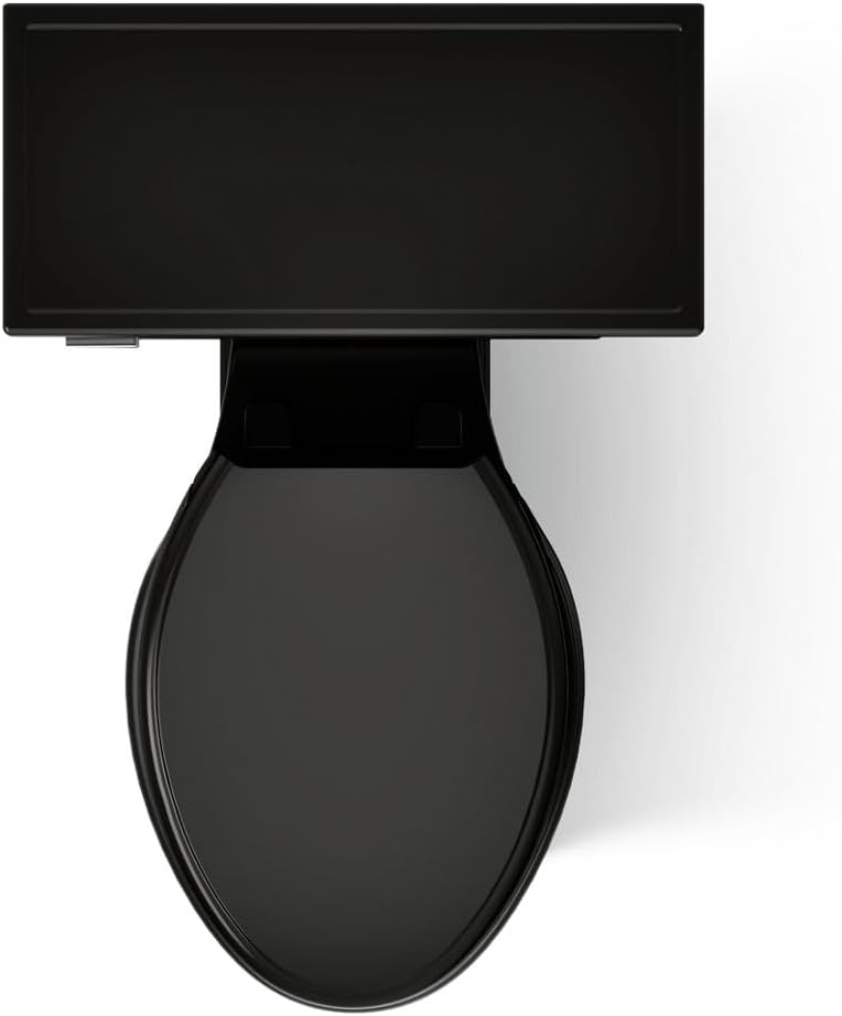 KOHLER K-3817-7 Memoirs Stately Comfort Height Two-Piece Elongated 1.28 GPF Toilet with AquaPiston Flush Technology and Left-Hand Trip Lever, Black Black