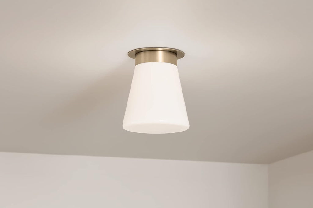 Kichler Albers 8.5 Inch 1 Light Flush Mount with Opal Glass in Champagne Bronze