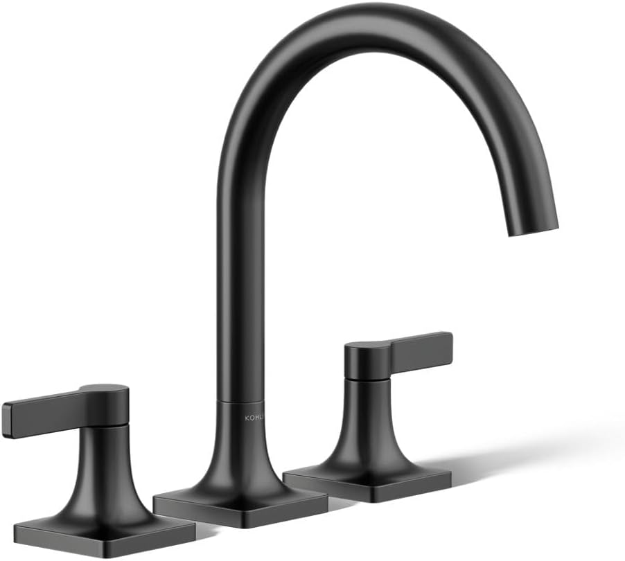 KOHLER K-T28131-4-BL Venza Deck-Mount Bath Faucet Trim, Two Handle, Premium Durable Material, Corrosion Resistant, Matte Black