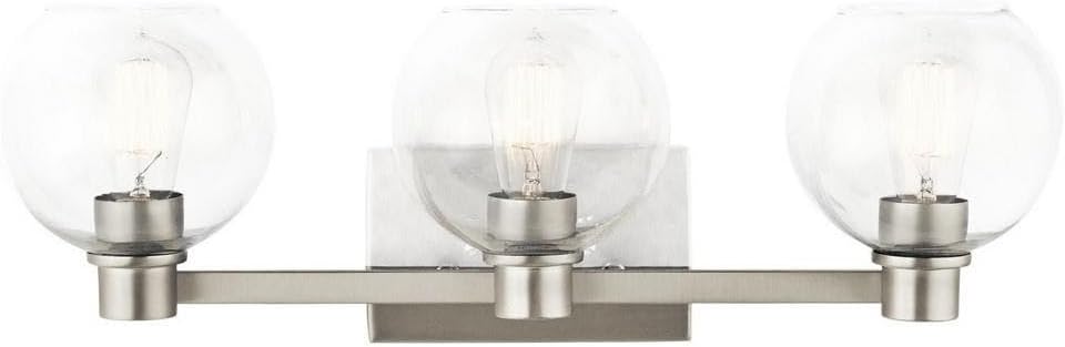 Kichler Harmony 24.5' Vanity Light in Brushed Nickel, 3-Light Traditional Bathroom Vanity with Clear Glass, (24.5' W x 8.25' H), 45894NI