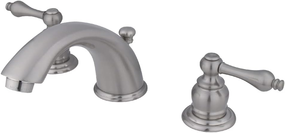 Kingston Brass KB978AL Victorian Widespread Lavatory Faucet with Metal lever handle, Brushed Nickel