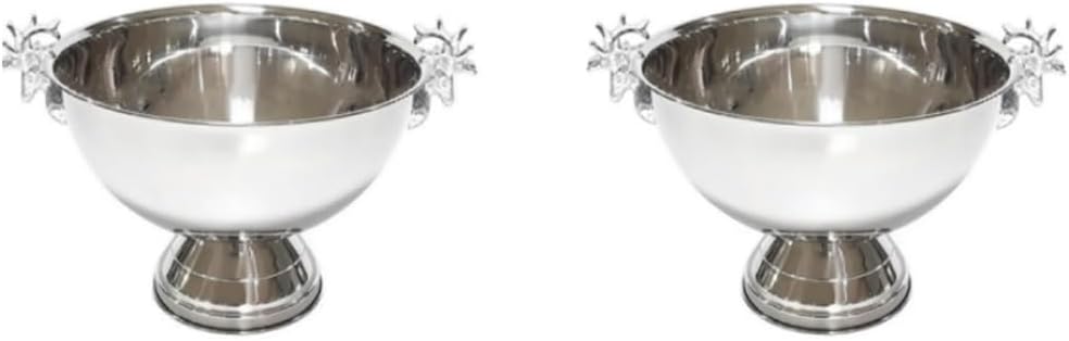 Pack of Two Ice Buckets for Parties, Large Capacity Champagne Bucket with Handles, Versatile Drink Buckets for Bar KTV, Metal Beverage Tub with Base(Silver)