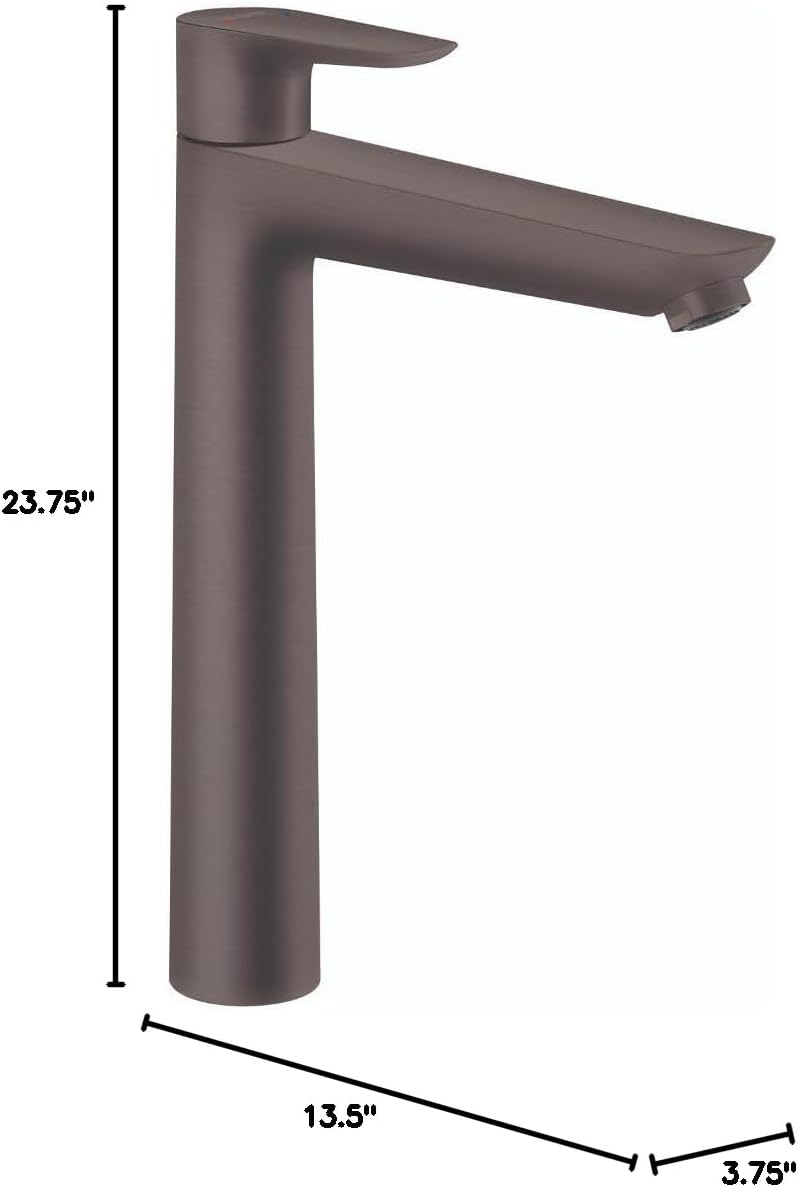 hansgrohe Talis E Modern Easy Install Easy Clean 1-Handle 1-Hole 11-inch Tall Bathroom Sink Faucet in Brushed Black Chrome, 71717341