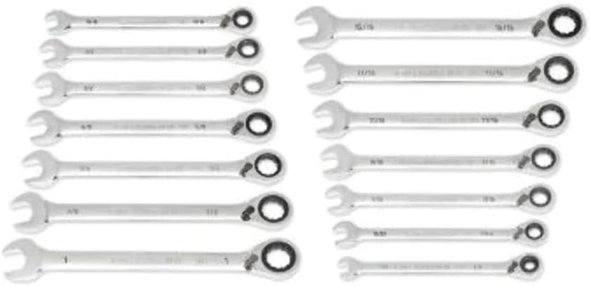GEARWRENCH 14 Piece 90-Tooth 12 Point SAE Reversible Ratcheting Wrench Set | 86660