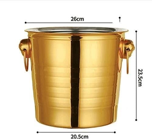 Stainless Steel Ice Bucket, Gold-Plated Thickened Ice Bucket for Bars, Coffee Shops, Parties – Rapid Freezing,