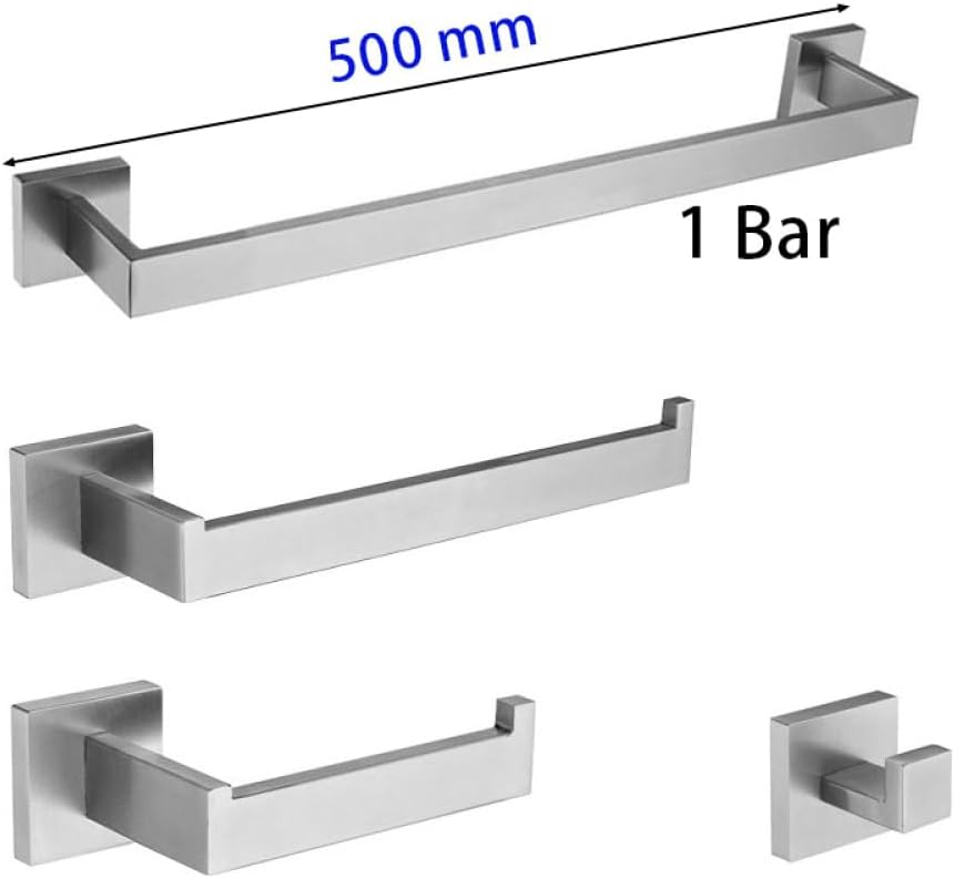 Stainless Steel Bathroom Accessories Brushed Nickel Towel Rack Toilet Paper Holder Towel Bar Hook Toilet Hardware,1 Bar Set 50,