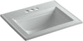 Kohler K-2337-4-95 Memoirs Rectangular DropIn Single Bowl Bathroom Sink Ice Grey