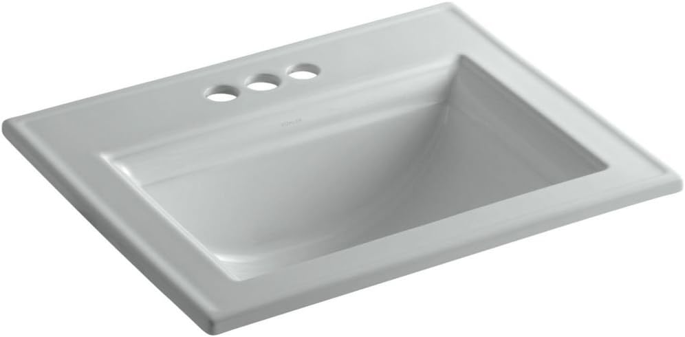 Kohler K-2337-4-95 Memoirs Rectangular DropIn Single Bowl Bathroom Sink Ice Grey