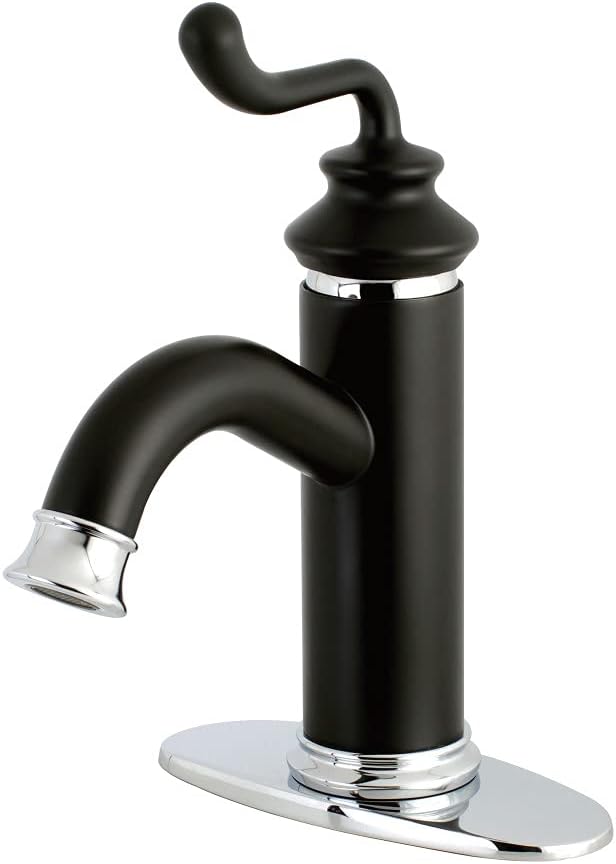 Fauceture LS5417RL Royale Single-Handle Bathroom Faucet with Push Pop-Up, Matte Black/Polished Chrome