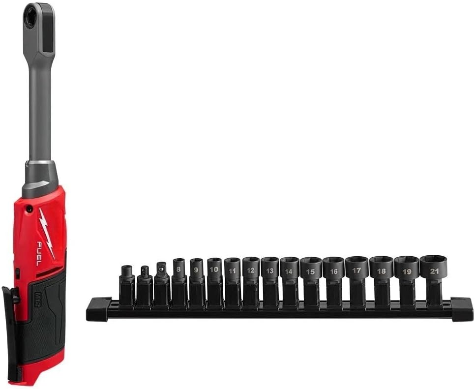 3050-20 Brushless Ratchet Wrench for Milwaukee M12 FUEL 12V Extended Reach Box Ratchet w/Socket Set - Bare Tool