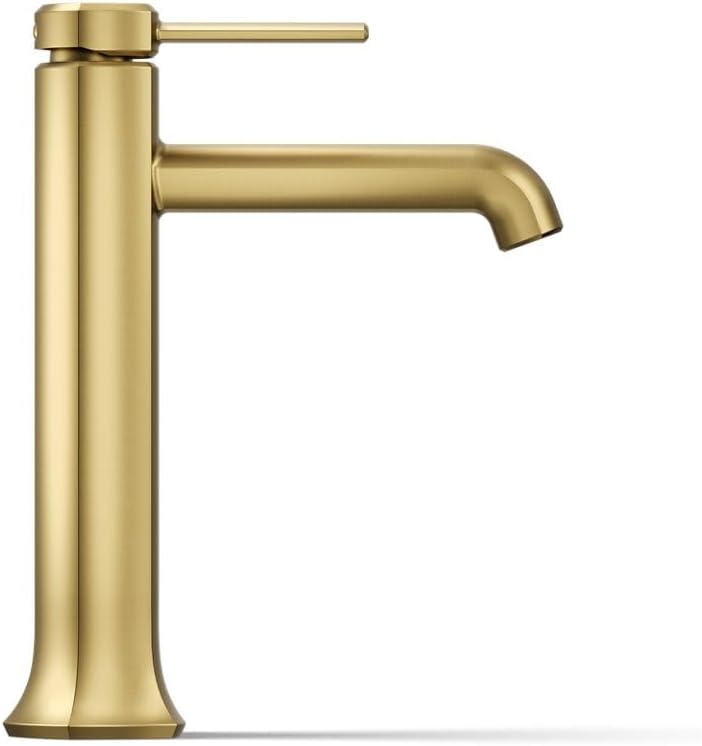 KOHLER 27003-4K-2MB Occasion Tall Single-Handle Bathroom Faucet with Pop-Up Drain Assembly, One Hole Bathroom Sink Faucet, 1.0 gpm, Vibrant Brushed Moderne Brass
