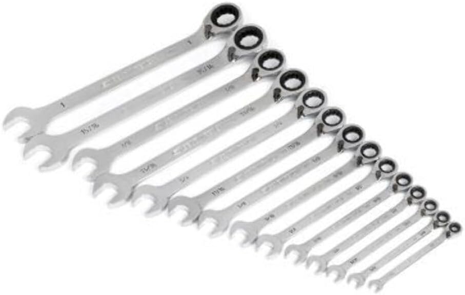 GEARWRENCH 14 Piece 90-Tooth 12 Point SAE Reversible Ratcheting Wrench Set | 86660