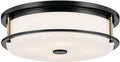 Kichler Brit 52597BKCPZ Flush Mount 4-Light 18˝ with Satin Etched Cased Opal Glass in Black and Champagne Bronze
