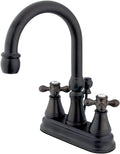 Kingston Brass KS2615AX Governor 4-Inch Centerset Lavatory Faucet with Brass Pop-Up with Metal Cross Handle, Oil Rubbed Bronze