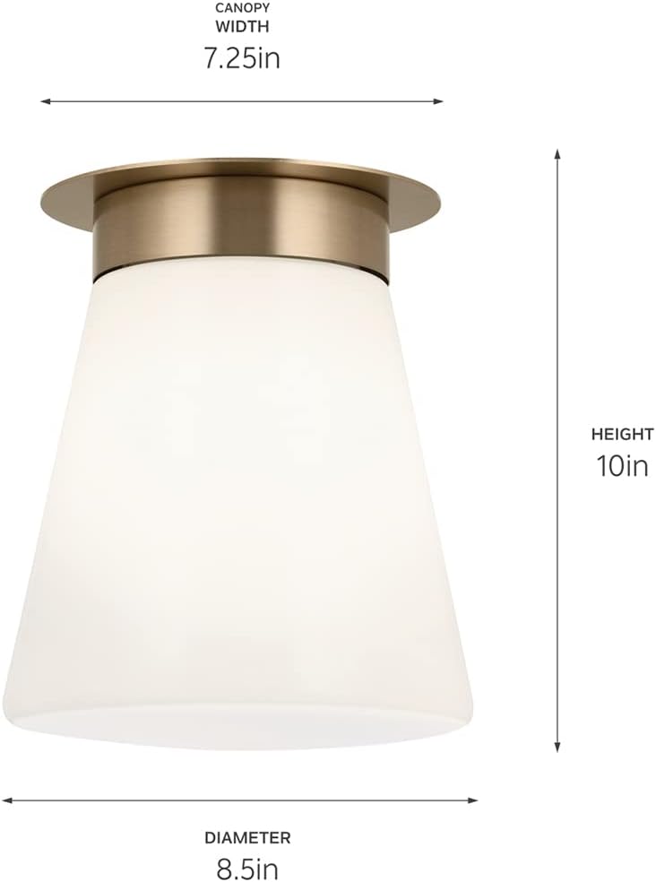 Kichler Albers 8.5 Inch 1 Light Flush Mount with Opal Glass in Champagne Bronze