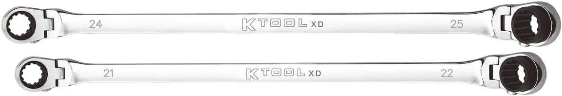 K Tool International Wrench Set 2 Piece Ratcheting Double Flex 120 Tooth