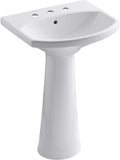 KOHLER K-2362-8-0 Cimarron Pedestal Bathroom Sink, White