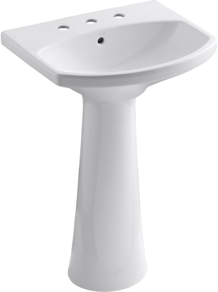 KOHLER K-2362-8-0 Cimarron Pedestal Bathroom Sink, White