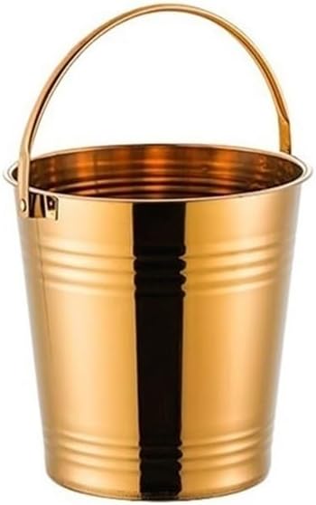 Ice Bucket, 304 Stainless Steel Ice Bucket Bar Restaurant Ice Grain Bucket French Fries Fried Chicken Snacks Carry Bucket Champagne Red Wine Bucket Ice Buckets for Parties(Gold,Large)