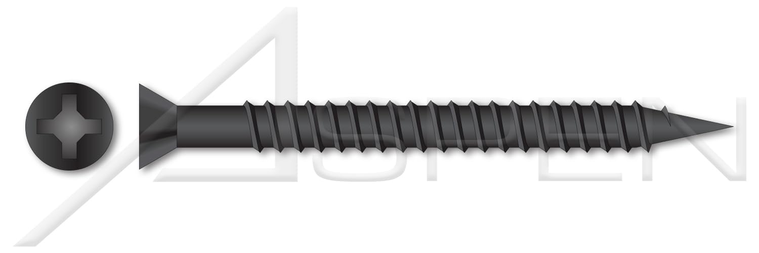 (5000 pcs) #6 X 1-5/8', Drywall Screws, Flat Trim Head Phillips Drive, Fine Thread, Steel, Black Phosphate