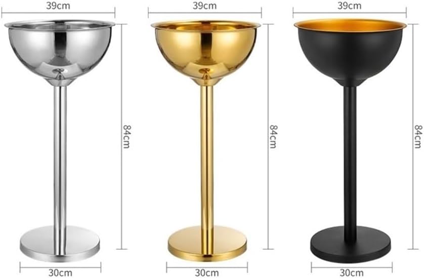 Ice Bucket, Home Party Ice Wine Bucket Bar Ice Bucket Vertical Stainless Steel Champagne Bucket Thickened Outdoor Ice Wine Basin Ice Buckets for Parties(Silver)