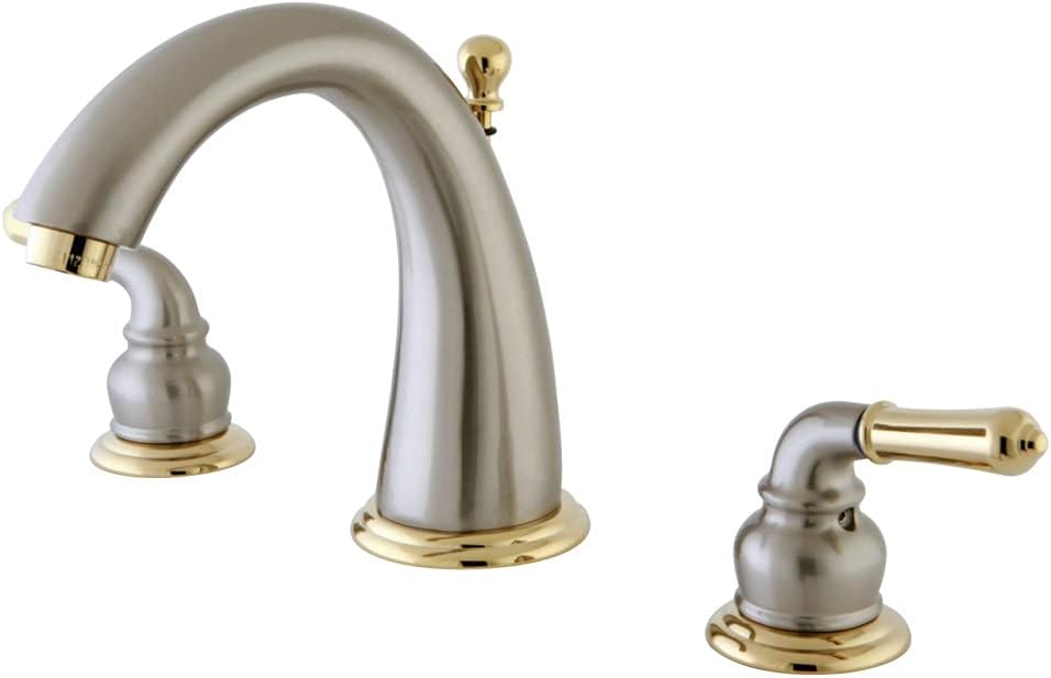 Kingston Brass KS2969 Naples Widespread Bathroom Faucet, Brushed Nickel/Polished Brass