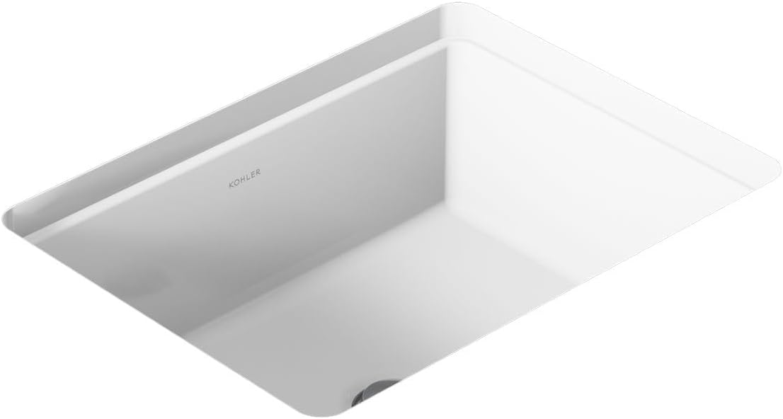 KOHLER Verticyl 17' Undermount Bathroom Vanity Sink With Overflow Drain, Undermount Bathroom Sink, White