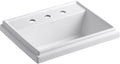 KOHLER Tresham® Rectangular drop-in bathroom sink with 8' widespread faucet holes