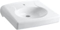 Kohler K-1997-1N-0 Brenham Wall-Mount Lavatory with Single-Hole Faucet Drilling, Less Soap Dispenser Hole and Overflow, White