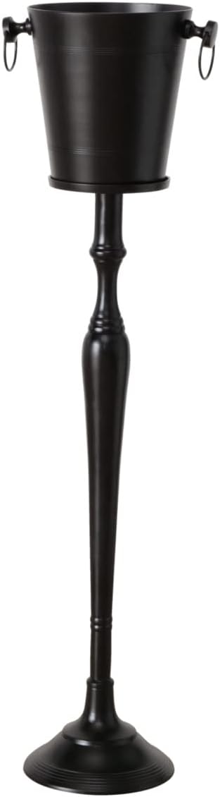 WHW Whole House Worlds Old World Luxurious Grand Hotel Champagne Bucket with Tall Stand, Black Finished Aluminum, 42.5 Inches Tall, 2 Piece Set