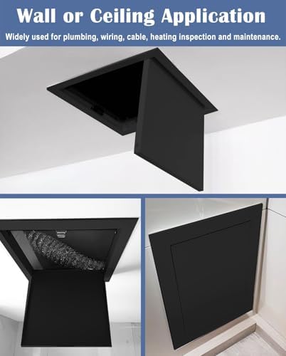 Black Access Panel for Plumbing & Electrical, 24x22in Metal Attic Wall Door, Click Open Drywall Cover Plate, Includes Screws, Durable & Easy Installation