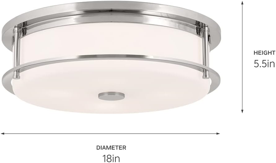 Kichler Brit 52597PN Flush Mount 4-Light 18˝ with Satin Etched Cased Opal Glass in Polished Nickel