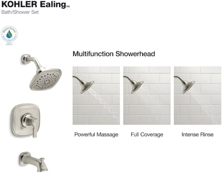 KOHLER Ealing Vibrant Brushed Nickel 1-handle Bathtub and Shower Faucet Valve Included