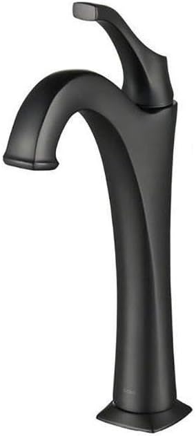 KRAUS KVF-1200MB Arlo Single Handle Vessel Bathroom Faucet with Pop Up Drain, Matte Black