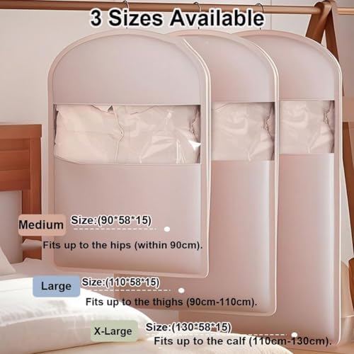 Hanging Garment Bag Set of 3 with Self-Compressing Zipper, Space-Saving Dust Covers for Down Coats, Clothing Storage Organizers, Perfect for Travel and Closet Organization