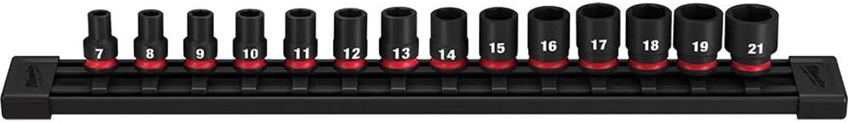4966-7007 3/8' Drive Metric Standard Impact Socket Set - 14 PC For Milwaukee