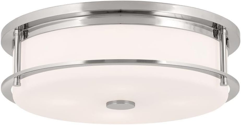 Kichler Brit 52597PN Flush Mount 4-Light 18˝ with Satin Etched Cased Opal Glass in Polished Nickel